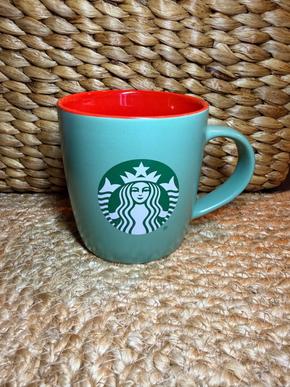 Starbucks 2025 Holiday Mint Green Mug with Red Interior